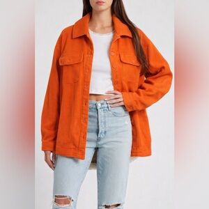 🤩HOST PICK⭐️Vintage Marisa Canvas Orange Button Sweatshirt Jacket 100% cotton L